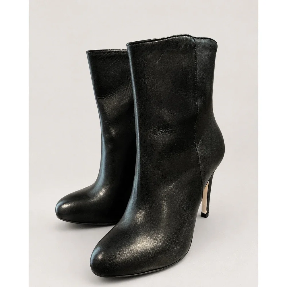 Louise et Cie Valmorel Black Leather Ankle Boots Womens Size 7M‎ Stiletto